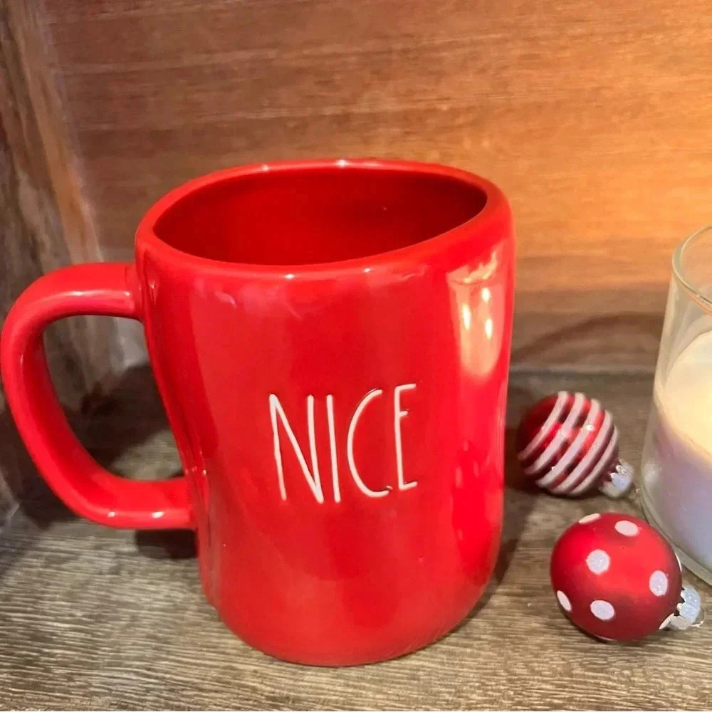 NEW RARE NAUGHTY/NICE - Double Sided Fun Red Rae Dunn Ceramic Coffee Mug/Cup ❤️ - Picture 6 of 10